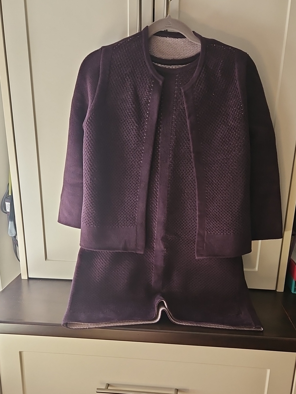 Women's Plum Textured Open-Front Jacket and matching dress